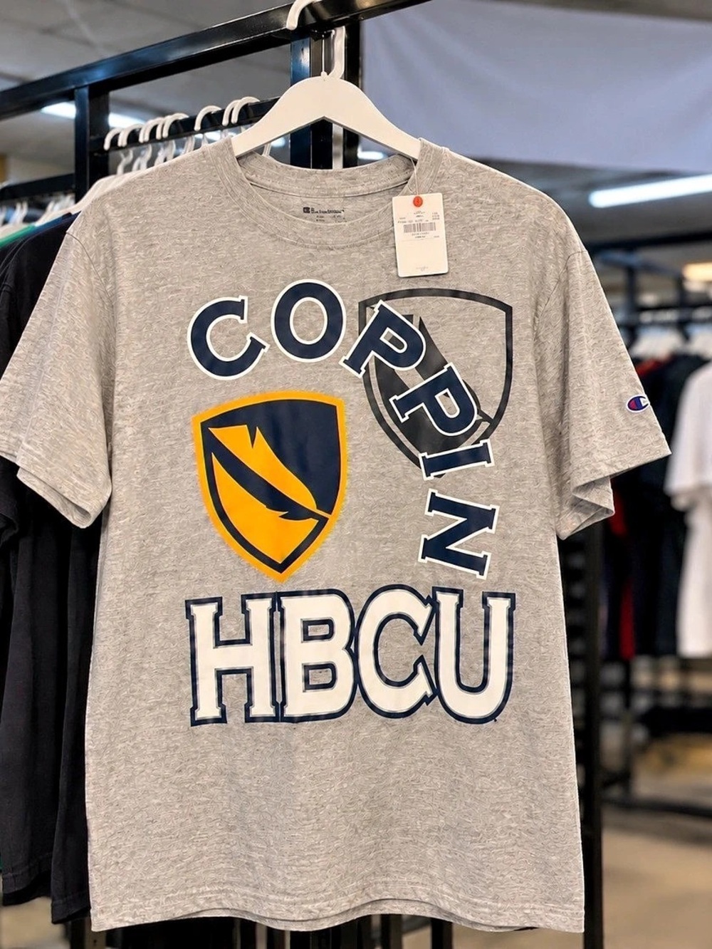 Champion Coppin State University HBCU Core Tee Gray & Blue Mens S NWT